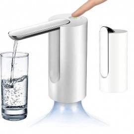 Дозатор за вода, USB зареждане, сгъваема дюза, бял, за бутилка, 15 x 7 см