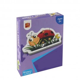 Oktató rovaros puzzle gyerekeknek – 6 színes modellből álló készlet, 3+ éveseknek