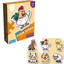 Állatos farmos oktató puzzle gyerekeknek – 6 színes modellből álló készlet, +3 éves kortól