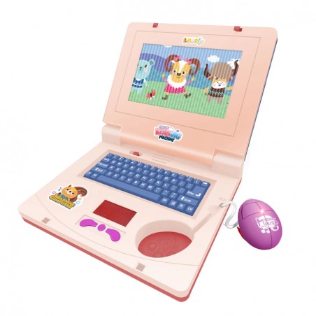 Játék laptop hangokkal és fényekkel, műanyag, 20 cm, rózsaszín