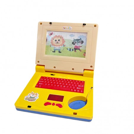 Játék laptop hangokkal és fényekkel, műanyag, 20 cm, sárga