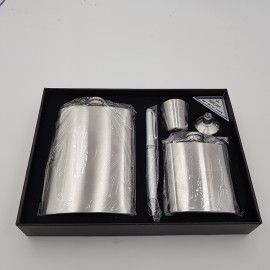 2 sticle metal otel inoxidabil 9oz si 3oz pentru bauturi fine, pahar si pix 2