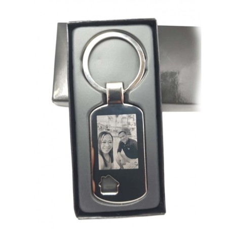 Breloc personalizat casa decupata gravat cu poza si textul tau