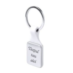 Breloc personalizat alb patrat gravat cu textul tau