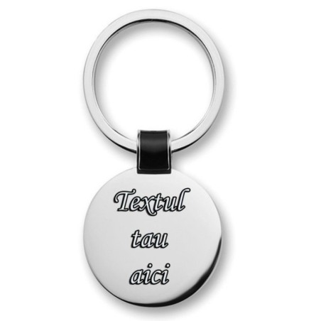 Breloc personalizat rotund gravat cu textul tau