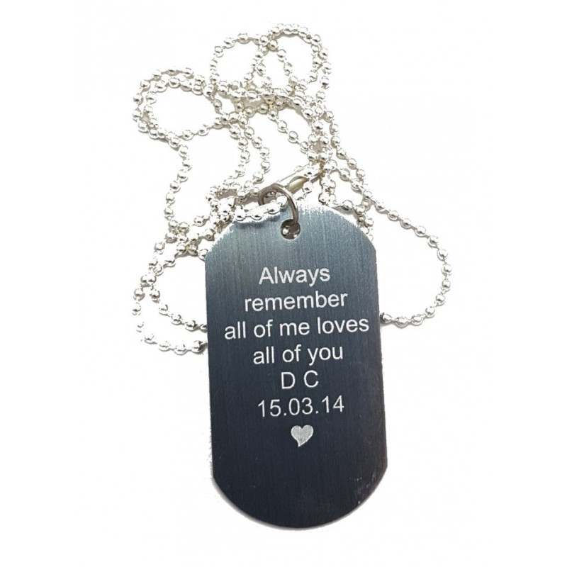            Lantisor personalizat metalic cu placuta. pandantiv stil soldat. gravat textul tau
         