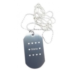 Lantisor personalizat metalic cu placuta. pandantiv stil soldat. gravat textul tau 2