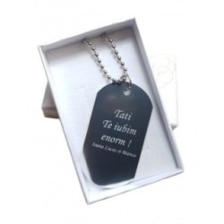 Lantisor personalizat metalic cu placuta. pandantiv gravat textul tau