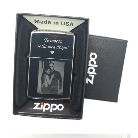 Bricheta Zippo Personalizata cu Poza si Textul Tau