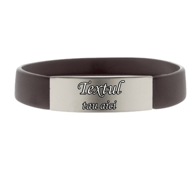            Bratara neagra silicon gravata personalizata cu textul tau
         