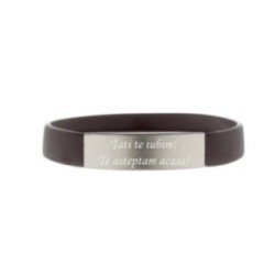 Bratara neagra silicon gravata personalizata cu textul tau 2