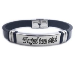 Bratara personalizata neagra piele gravata cu textul tau