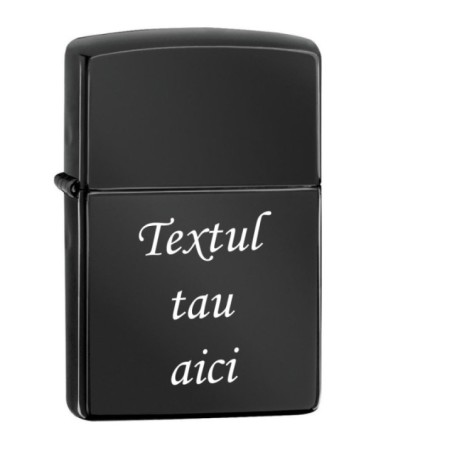 ZIPPO öngyújtó, fekete, gravírozott, a Te szövegeddel személyre szabva
