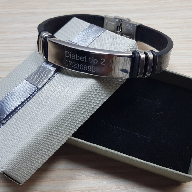            Bratara personalizata medicala Diabet tip 1. diabet tip 2 si numarul de telefon
         
