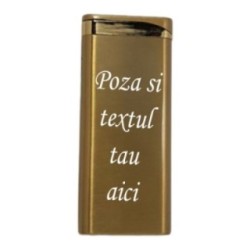 Személyre szabott arany öngyújtó, szélálló, a te fotóddal és szövegeddel gravírozva E4