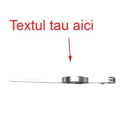 Bratara alba silicon ajustabila gravata personalizata cu textul tau
