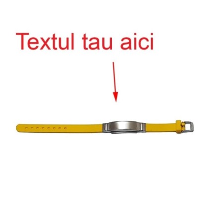Bratara galbena silicon ajustabila gravata personalizata cu textul tau