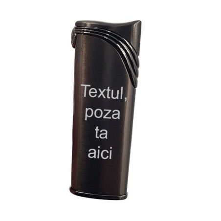 Fekete fém öngyújtó, szélálló, személyre szabott fotóval és szöveggel vagy logóval