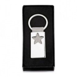 Breloc metalic gravat personalizat cu poza si textul tau. stea. 45x25 mm. argintiu 2