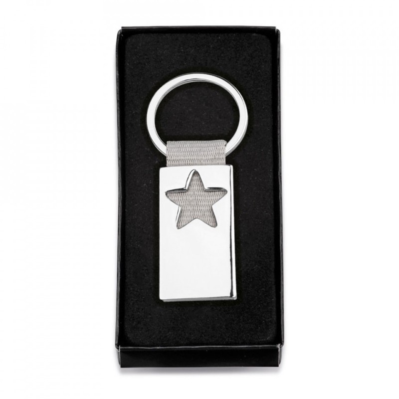            Breloc metalic gravat personalizat cu poza si textul tau. stea. 45x25 mm. argintiu
         
