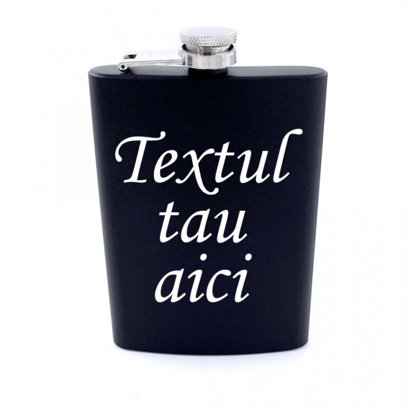            Plosca otel inoxidabil 8oz 240 ml pentru bauturi fine. negru. personalizata cu textul tau
         