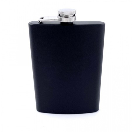 Plosca otel inoxidabil 8oz 240 ml pentru bauturi fine. negru. personalizata cu textul tau