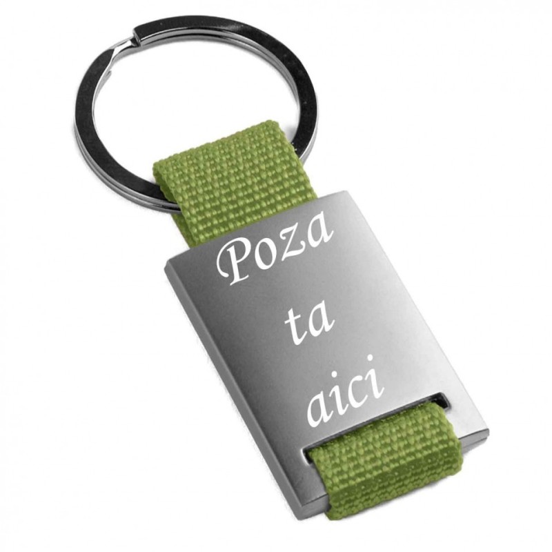            Breloc metalic . verde. inox. gravat. personalizat cu poza si text
         