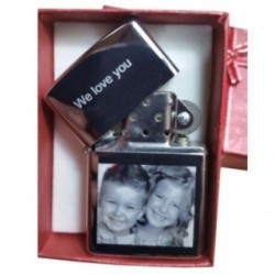 Személyre szabott Zippo stílusú öngyújtó képpel és szöveggel, elöl-hátul