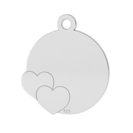 Lantisor model charm rotund cu 2 inimi - argint 925