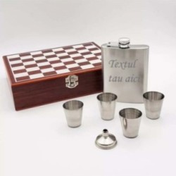 Set Sticla 4 Pahare, Palnie, Sah, Cutie Speciala Tabla De Sah, Piese De Sah, Sticla 8 Oz, Sticla Personalizata 2