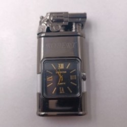 Bricheta Model Pistol cu Ceas, Antivant, cu Flacara Dubla, Gravata cu Textul Tau 2
