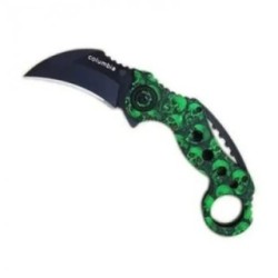 Karambit kés Columbia kelta koponya zöld karmolókés