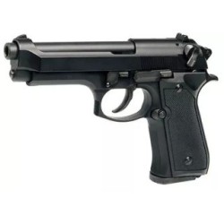 Pisztoly alakú szélálló öngyújtó, revolver típusú, Beretta, fekete, természetes méret, 1:1 lépték