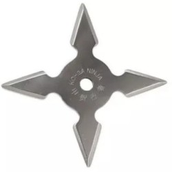 Steluta ninja, stea samurai pentru aruncat la tinta 4 colturi in husa, negre, 8 varfuri, 6 cm, furculita