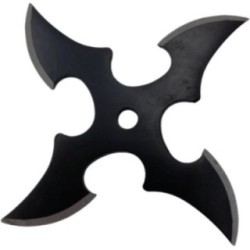 Steluta ninja pentru aruncat la tinta 4 colturi, gaura in centru, in husa, negru,4.5 cm