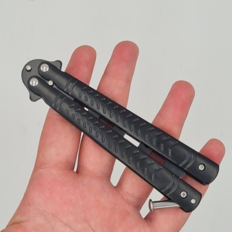 Cutit fluture Butterfly, Balisong  22 cm, negru,  fara tais, de antrenament, model sageata