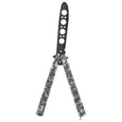 Cutit fluture Butterfly, Balisong  22 cm, cranii m2, alb, fara tais, de antrenament, model cercuri