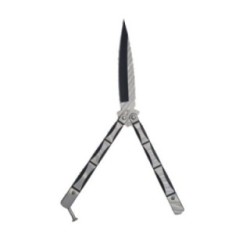 Butterfly kés, Balisong, 24 cm, 3D csontváz modell, szürke színű modell, fekete színű