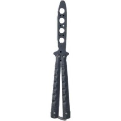 Cutit Butterfly, Balisong fara tais, 22 cm, negru, model adancituri zigzag