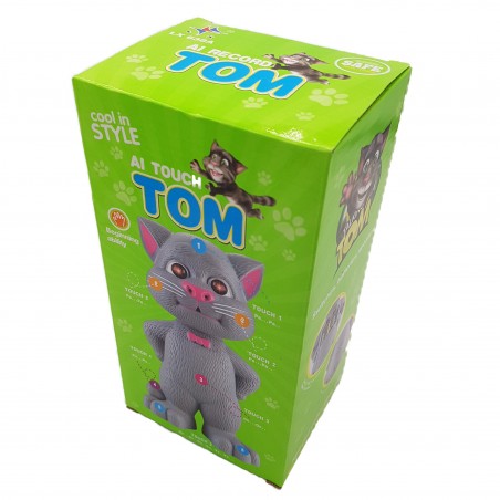 Говорещо котенце, Talking Tom, със звуци и светлини, сиво, 22 см