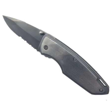 Zsebkés, Fogazott penge, Övcsipesz, Rozsdamentes acél, Ezüst, 18 cm