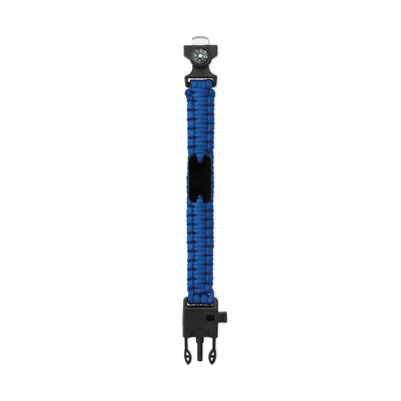            Kültéri túlélő karkötő, army típusú, 5 az 1-ben, paracord, iránytű, síp, kés, tűzcsiholó, kék
         