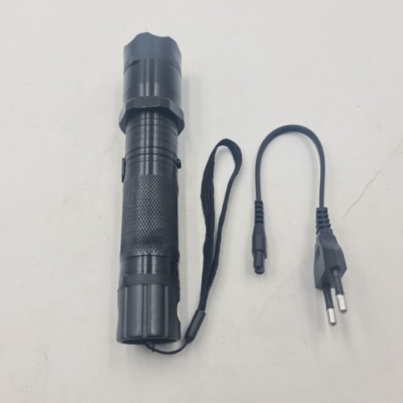 Elektrosokkos zseblámpa 1101, LED izzó, újratölthető, fém ház, fekete, 17 cm