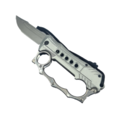 Briceag cu Pumnal si Clapa, Sistem Prindere Curea, Snur, Deschidere Manuala, 13 cm, Gri
