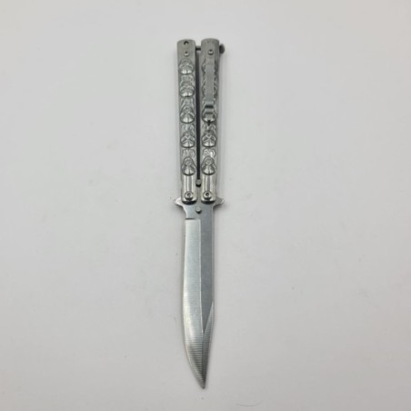 Cutit Fluture cu Tais, Model Cap de Mort, Prindere Curea, 23 cm, Argintiu