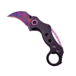 Karambit kés éllel, övrögzítő rendszerrel, gyűrűvel, ívelt, többszínű, 19 cm