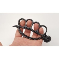 Pumnal, rozeta autoaparare, cap de mort varf ascutit, 0.5 cm grosime, negru 2