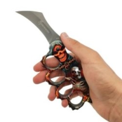 Pumnal típusú box, önvédelemhez való rozetta, automatikusan nyíló bicskakés, 3-as halálfej, hosszúság 21 cm, penge 10 cm 2