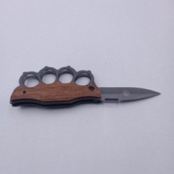 Cutit Pumnal cu Deschidere pe Buton, Prindere Curea, Maner Lemn, Otel, 21 cm 2