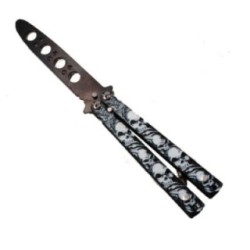 Pillangókés, Élszegély nélkül, Koponya Minta, Edzéshez, 17 Cm, Fehér